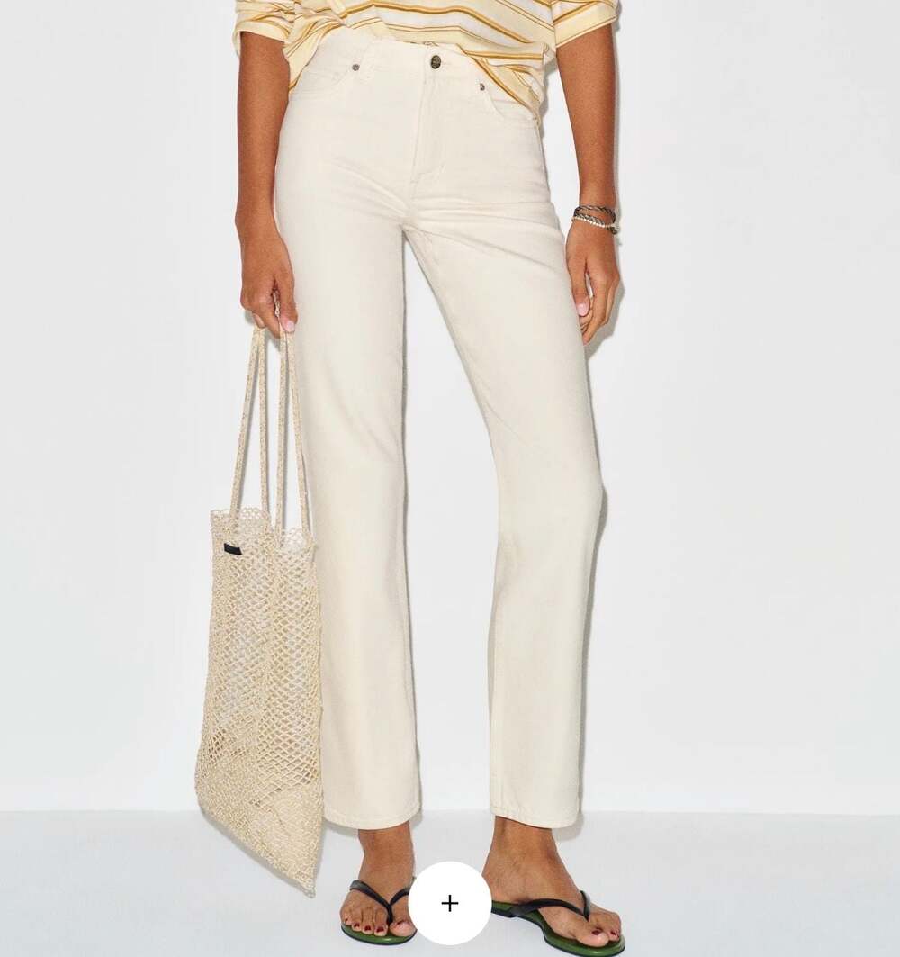 Reformation Cynthia High Rise Straight Jeans Bone Beige 26
